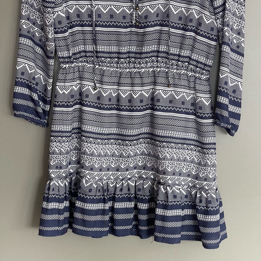 Veronica Beard Agathe Dress Blue White Silk Size 0 Flounce Hem Lightweight Chic - Picture 8 of 16